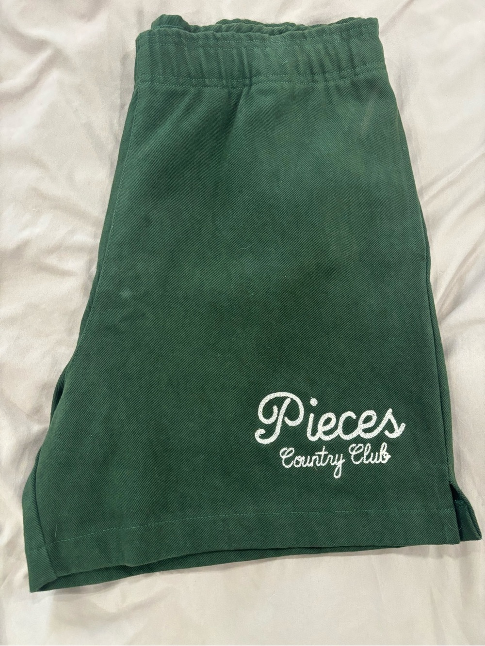 Green Men's Jean Shorts with Embroidered Logo